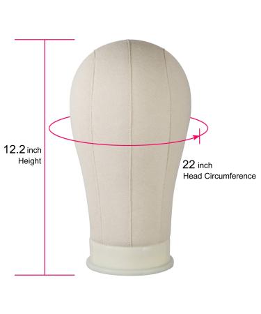 22 Inch Canvas Block Head Wig Stand for Wigs Display & Styling - Creamy-White - Buy Online on SooperMarket.com