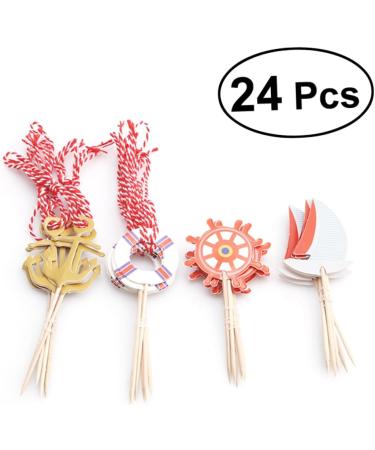 Mikinona 24pcs Nautical Cupcake Toppers Nautical Cake Topper Nautical Cupcake Picks Nautical Theme Party Picks Birthday Nautical Topper With Line Ocean - Buy Online on SooperMarket.com