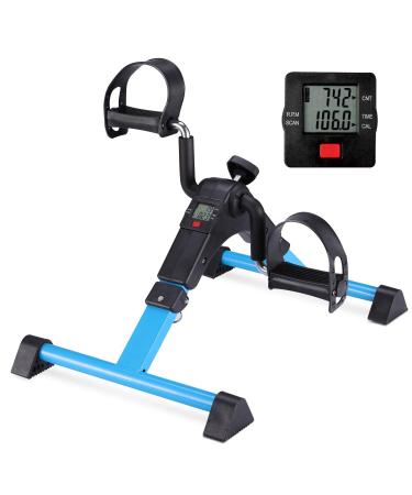 MOMODA Under Desk Bike Pedal Exerciser Mini Bike for Leg/Arm Pedal Exerciser Foldable Peddler with LCD Display for Home/Office BLUE