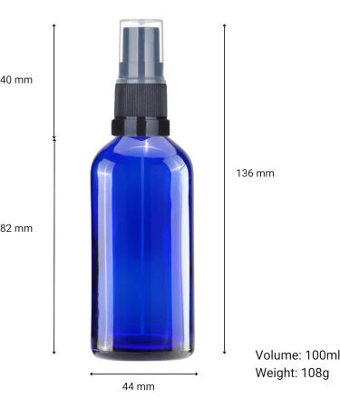 Premium Glass Spray Bottle - Empty Fine Mist Sprayer with Clear Cap - Ideal for Aromatherapy Essential Oils Cleaning Solutions Hair Care & Wellness - Durable & Travel-Friendly (Blue 100ml - 6) 100ml - 6 Blue - Buy Online on SooperMarket.com