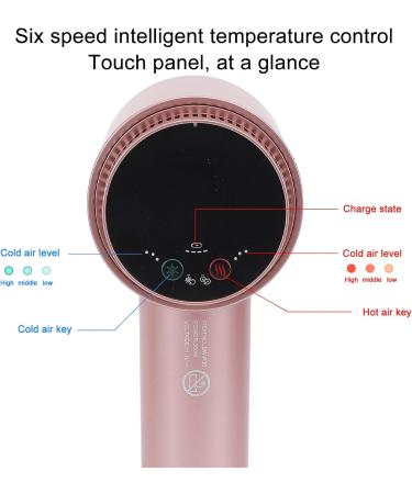 Portable Blow Dryer Rechargeable Hair Dryer with Temperature Control Cold and Hot Wind Adjustable Speed Hair Care for Home Travel (US Plug 100-240V) - Buy Online on SooperMarket.com