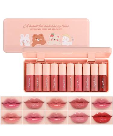 10 Colors Liquid Tint Stain Korean Natural Moisturizing Lip Gloss Long-Lasting&Non-Stick Cup Multi-Use Lip and Cheek Tint Stain Red