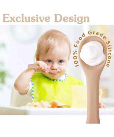 5 Pcs Silicone Baby Weaning Spoons - Self-Feeding Training Spoons for Mini Kids | Safe Utensils for Babies Over 6 Months - Perfect for Boy and Girl Toddlers - Buy Online on SooperMarket.com
