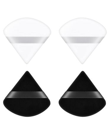Ainiv 4 PCS Powder Puff Triangle Makeup Puff Reusable Soft Powder Sponge Washable Wet Dry Dual-Use Cosmetic Puff Face Powder Puff for Loose Powder Foundation Cream Blush Wetand or Pressed Powder #3 4PCS Black+White