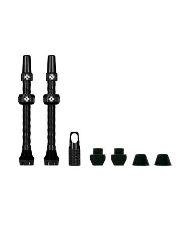 Muc-Off Tubeless Valves V2, Black 44mm - Tubeless Valve Stems with Valve Core Removal Tool for Tubeless Tires - Includes Presta Valve Stem Caps