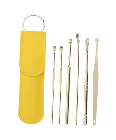 Healeved 1 Set Ear Picking Tool Massage Kit Silicone Earplugs Silicone Remover Ear Ceaning Spoon Earwax Removal Kit Ear Wax Picking Tool Ear Wax Pick Tool Ear Wax Cleaner Ear Cleaner Kit Golden 11.5X2.7X1cm