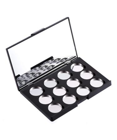 Allwon Empty Magnetic Eyeshadow Makeup Palette with 12pcs 26mm Round Metal Pans Mirror Included