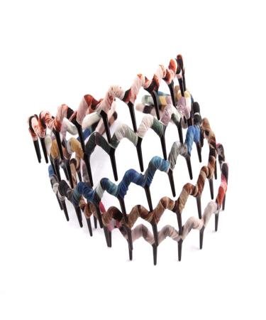 5PCS Zig Zag Wrapped Cloth Headband Plastic Sharks Tooth Hair Comb Hair Hoop Headwear Accessory for Lady Women