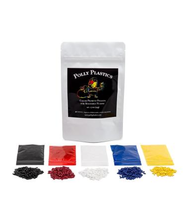 Polly Plastics Color Pellets for Moldable Plastic. Blue, Red, Yellow, Black, White. Color Chart Included.