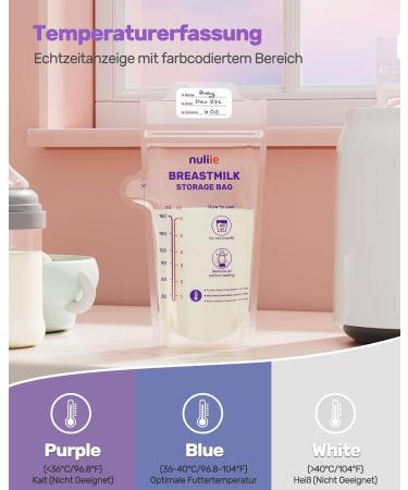 Nuliie 120-Piece BPA-Free Breast Milk Storage Bags - Temperature-Sensitive Spout-Proof Space-Saving (180ml) - Ideal for Breastfeeding - Buy Online on SooperMarket.com