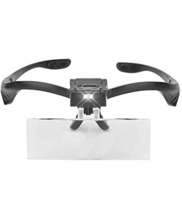 Head Mount Magnifier with LED Light Hands Free Eyeglass Type Eyelashes Extension Magnifying Glass with 5 Interchangeable Lenses