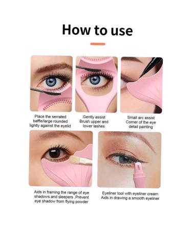 Housoutil 5pcs Eyeliner Tool Set - Makeup Applicator Eye Liner Guide Template & Mascara Tool for Women - Pink Protective Cover for Perfect Eyeliner Application - Buy Online on SooperMarket.com