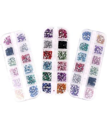 3000PCS Nail Art Rhinestones Kit Nail Tips Slices Nail Art Kit 12 Colours Nail Studs Glitter Nail For Nail Art Decorations - Buy Online on SooperMarket.com