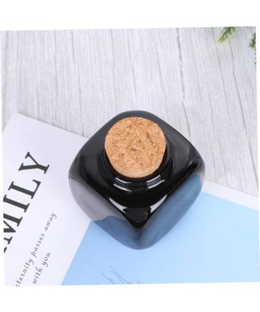 PLAFOPE Medicine Cup Liquid Powder Container Cork Jar Wooden Cap Ceramic Lid Clear Dappen Makeup Containers Art Small Travel Pill Container Practical Empty Bottle Nail Bamboo Accessories 7.50X5.50X5.50CM Black - Buy Online on SooperMarket.com
