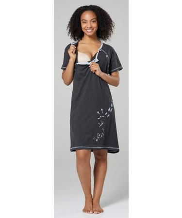 Happy Mama Maternity Nursing Nightdress Robe Set Giraffe Print 1165 - Grey & Graphite (Size 12-14) - Buy Online on SooperMarket.com