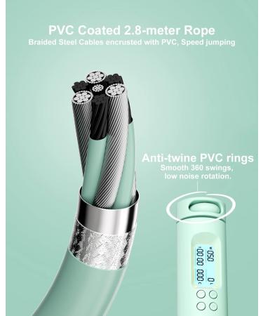 OVICX Digital Weighted Handle Speed Jump Rope - Green | Adjustable Length | Cardio Fitness Training - Buy Online on SooperMarket.com