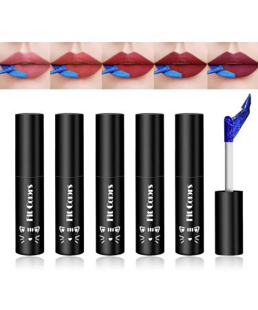 5 Colors Peel Off Lip Stain  Tattoo Magic Color Peel Off Lip Tint  Non-Stick Cup Matte Velvet Liquid Lipstick  Waterproof Long Lasting Peel Off Lip Gloss  Tear-Off Red Lip Tint Makeup for Women