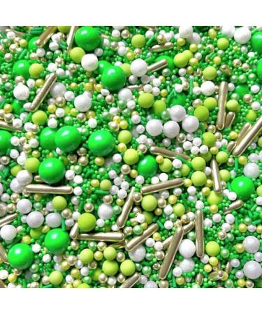 Green sprinkles gold bright neon lime Metallic Sprinkle mix Eid st Patrick s day Easter decoration party cupcake cookies cake toppers pearls cupcake topper Father s Day dad edible chocolate balls HULK