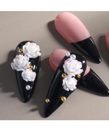 Flower Nail Art Glitters DIY 3D White Floral Nail Stud Sequins for Salon Gift Flower Nail Glitters - Buy Online on SooperMarket.com