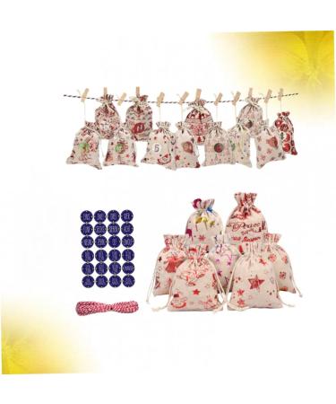 KOMBIUDA 50 Pcs Calendar Chritmas Candy Chrismas Garland Pouch for Christmas Storage Bag Drawstring Size 2 As Shown - Buy Online on SooperMarket.com