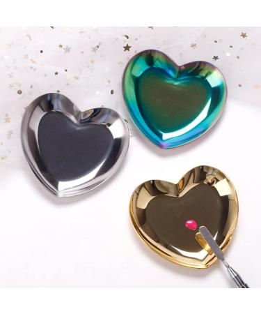 Bodhi2000 Stainless Steel Heart-Shaped Nail Art Palette - 1 Piece Color Mixing Tool for Manicure & Cosmetics - Buy Online on SooperMarket.com