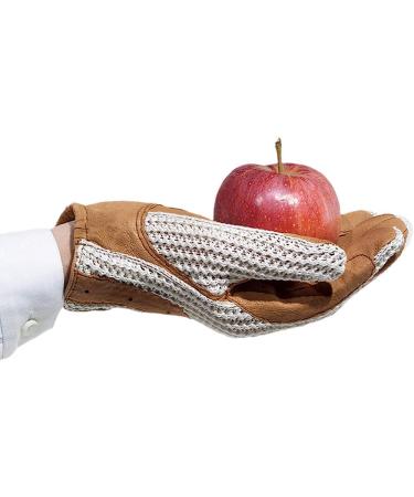 Women's Tan Leather Palm Gloves with Horseshoe Crochet Back - Size 7 - Buy Online on SooperMarket.com