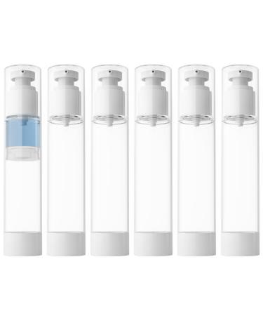 LONGWAY 4 Oz 120ml Clear Airless Cosmetic Cream Pump Bottle Travel Size Dispenser Refillable Containers/Foundation Travel Pump Bottle for Shampoo (Pack of 6) 4 Ounce (Pack of 6)