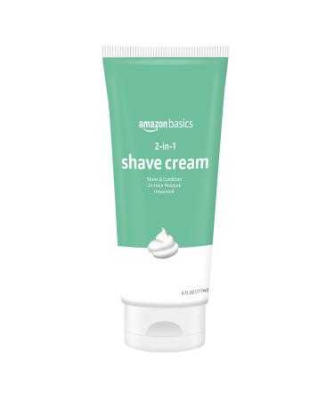 Amazon Basics 2-In-1 Shave Cream, Fragrance Free, 6 Fl. Oz., 2 Pack (Previously Solimo)