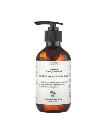 Vanilla Blanc - Organic Hand & Body Wash | Highly Moisturising Organic Soap Made with Pure Essential Oils | Natural Formula for Sensitive Skin | Geranium & May Chang - 350ml