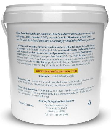 Dead Sea Warehouse 100% Full Mineral Bath Salts - 5 lbs | Detoxifying, Moisturizing, Exfoliating | Unscented | Dry Skin Relief - Buy Online on SooperMarket.com