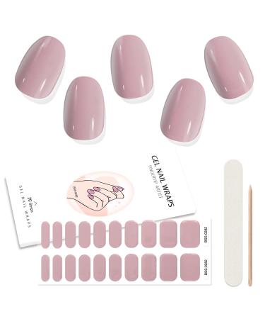 Kalolary Gel Nail Polish Strips Nail Gel Art Sticker Waterproof Full Nail Wraps Decal Sets with Nail File and Stick for Women Girls Nail Art Decor (UV/LED Lamp Required) Nude Pink