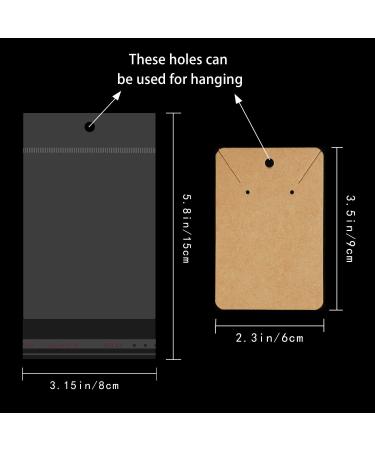 150 Earring Cards with Self-Seal Bags and Kraft Paper Tags - Brown - Buy Online on SooperMarket.com