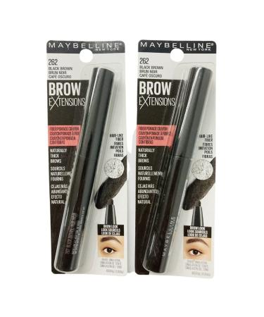 Pack of 2 Maybelline New York Brow Extensions Fiber Pomade Crayon Eyebrow Makeup Black Brown 262