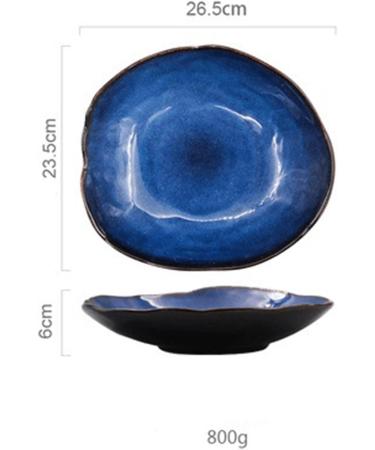 Serving Plates Household Ceramic Dinner Plate Blue Glaze Salad Plate Fruit Plate Bread Plate Irregular Tableware Western Food Plate/Kitchen Supplies for Appetizer Dinner and Desserts (Size : 26.5cm - Buy Online on SooperMarket.com
