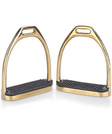 Equinate Stirrups Luna 10cm Gold - Anti-Slip Rubber Tread | Ideal for Adults & Children - 2 Pieces - Shop Internationally - Buy Online on SooperMarket.com