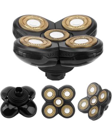 Replacement Shaver Blade Heads - 5 Heads Electric Razor for Beard & Face - Easy Install (Black+Gold) - Buy Online on SooperMarket.com