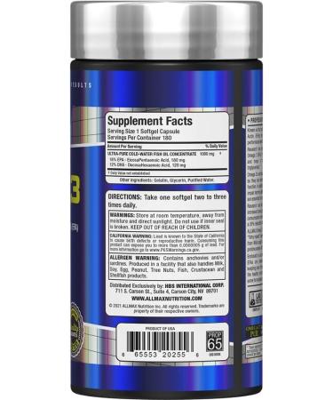 ALLMAX Nutrition - Creatine 3000 Creatine Monohydrate Capsules for Strength and Muscle Recovery & Omega-3 essential fatty acid ultra-pure cold-water fish oil 180 count - Buy Online on SooperMarket.com