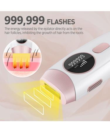 At-Home Permanent Laser Hair Removal Device | 999,999 Flashes | Painless Removal for Women and Men | Suitable for Armpits, Back, Legs, Arms, Face, and Bikini Line - White - Buy Online on SooperMarket.com