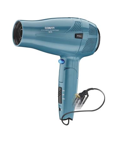 Conair 1875 Watt Cord Keeper Travel Hair Dryer with Folding Handle and Retractable Cord, Teal