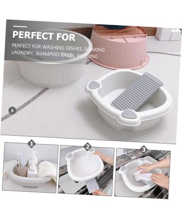 1 Set wash basin Clothes Hand Wash Board laundry bucket washing up basin underwear child pan Grey 30x29cm - Buy Online on SooperMarket.com