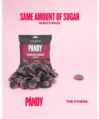 PANDY Strawberry Liquorice Gummy Candies - Low Sugar & Calorie Classic Treat | 50g Bag - Buy Online on SooperMarket.com