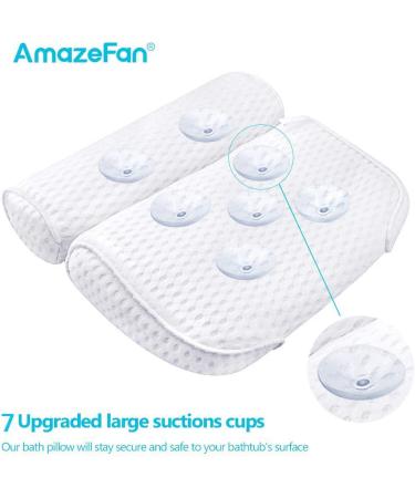 AmazeFan Bath Pillow with 4D Air Mesh Technology | 7 Suction Cups | Head, Back, Shoulder, and Neck Support | Fits All Bathtub, Hot Tub, and Home Spa - US Patent Design - Buy Online on SooperMarket.com