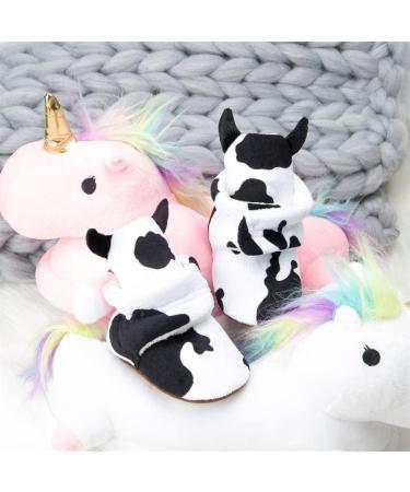 Sonsage Infant Snow Boots - Soft Anti-Skid Sole Ankle Booties for Newborns | Winter Warm Crib Shoes 0-6 Months (A02 Cow) - Buy Online on SooperMarket.com