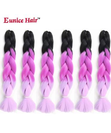 6 Packs Eunice Jumbo Hair Extensions - Colorful Kanekalon Ombre 2Tone 61cm for Crochet Box Braids - Disory - Buy Online on SooperMarket.com