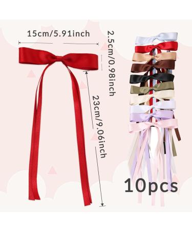 10PCS Hair Bows for Women Tassel Ribbon Hair Clip with Long Tail French Bow Hair Clips Solid Hair Ribbons for Women Girls - Buy Online on SooperMarket.com