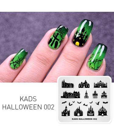 Halloween Nail Stamping Plate - Castle, Bat, Haunted House Patterns | Alexnailart HA002 - Buy Online on SooperMarket.com