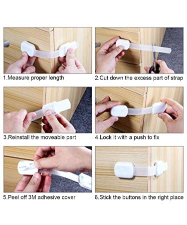 Shop Huture 6-Piece Multi-Purpose Child Safety Cabinet Locks - No Tools Adjustable Straps for Drawers Ovens Fridges & More - Easy Adhesive Installation - Brown - Buy Online on SooperMarket.com