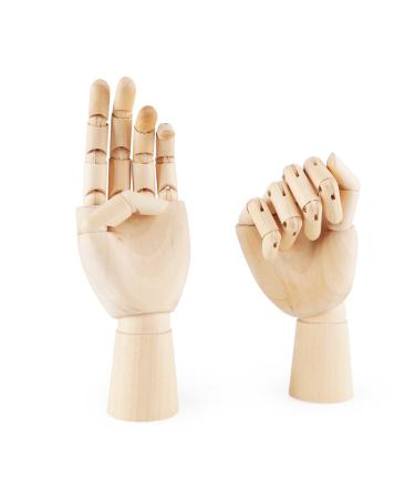 Fashionclubs 7" Wooden Sectioned Opposable Articulated Left/Right Hand Figure Manikin Hand Model for Drawing, Sketching, Painting (Left+Right Hand)