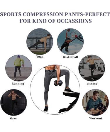 EARGFM Men's Athletic Leggings with Pockets - Grey, Medium | Compression Pants for Cycling & Running - Buy Online on SooperMarket.com