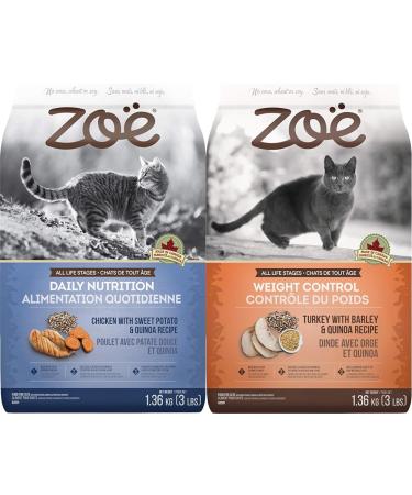 Zo Cat Food Daily Nutrition & Weight Control Chicken + Turkey Recipes (1.36 kg each)